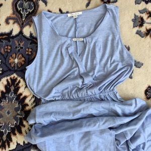 Denim Colored Maxi Dress With Silver Detail